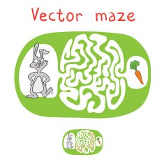 Vector Maze Labyrinth with Rabbit and Carrot N5