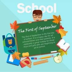 Back to school vector illustration Chalkboard with accessories
