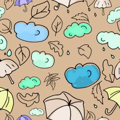 Autumn brown umbrellas seamless pattern