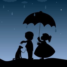 Kids with an umbrella