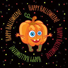 Happy halloween Greeting card with a cute pumpkin