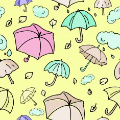 Autumn yellow umbrellas seamless pattern