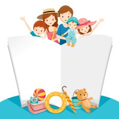 Happy Family With Summer Trip and Notebook