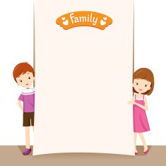 Boy and Girl with Blank Sign