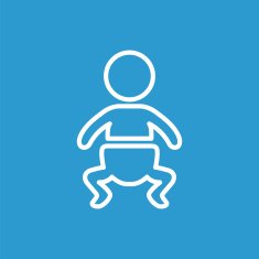 baby outline icon isolated white on the blue background