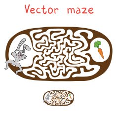 Vector Maze Labyrinth with Rabbit and Carrot N6