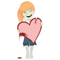 Zombie girl with a bloody heart