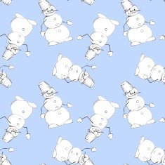 Snowmen Hand-drawn line illustration Seamless background 2