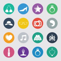 Fashion and accessories icon set