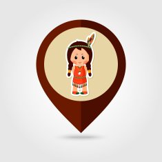 American Indian children mapping pin icon N2