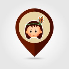 American Indian children mapping pin icon N5