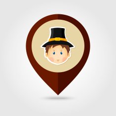 American Pilgrim children mapping pin icon N7