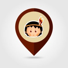 American Indian children mapping pin icon N8
