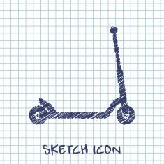 vector sketch icon of child scooter