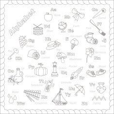 Vector object complete outline alphabet