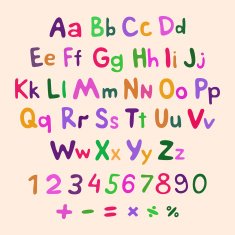 Hand-drawn vector alphabet art children vintage N2