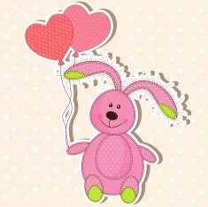 Beautiful toy bunny with hearts
