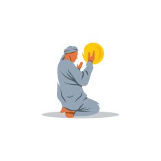 Islamic Prayer on his knees turned to God Vector Illustration N2