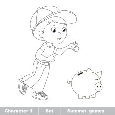 One little baby boy play with coin