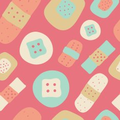 Injury tape plaster flat Seamless vector pattern N2
