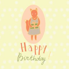 Adorable animals with presents Birthday party card N3