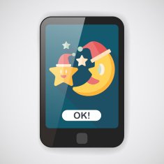 moon and star with Christmas hat flat icon