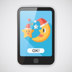 moon and star with Christmas hat flat icon N3