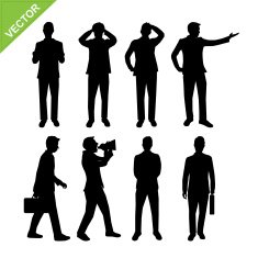 Actions of Business man silhouettes vector