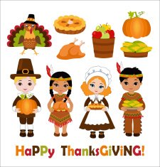 Group of kids sharing food for Thanksgiving