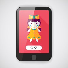 girl doll toy flat icon with long shadow eps 10 N6