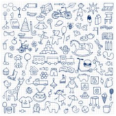 Toys hand drawn doodle set