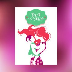Card of Happy Mother's Day Beautiful mother silhouette and her
