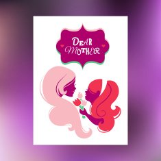 Card of Happy Mother's Day Beautiful mother silhouette with her