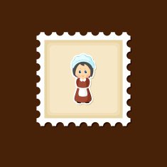 American Pilgrim children stamp Thanksgiving day N3