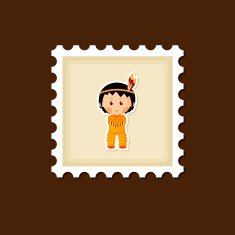 American Indian children stamp Thanksgiving day N4
