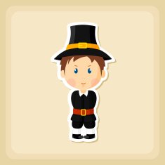 American Pilgrim children icon Thanksgiving day