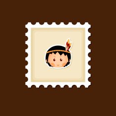 American Indian children stamp Thanksgiving day N9