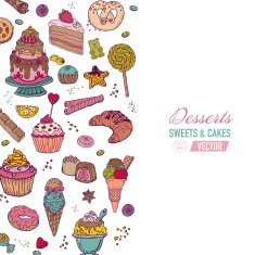 Colorful Background - with Cakes Sweets and Desserts