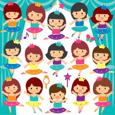 ballerina kids clip art set
