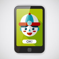 Chinese New Year boy flat icon with long shadow eps10 N12