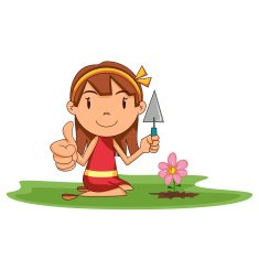 Girl planting flower