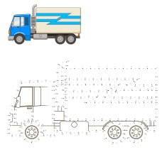 Connect the dots to draw truck educational game vector illustrat