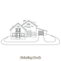 House cartoon coloring book vector illustration