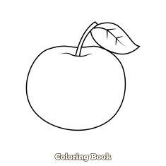 Apple cartoon coloring book vector illustration