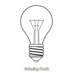 Lightbulb cartoon coloring book vector illustration