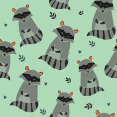 Raccoon Seamless pattern