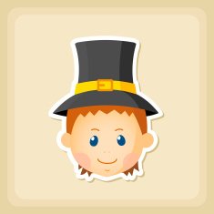 American Pilgrim children icon Thanksgiving day N6