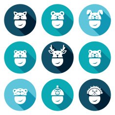 Christmas hats Icons Set Vector Illustration