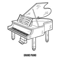 Coloring book for children musical instruments (grand piano)