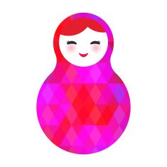 Russian dolls matryoshka screw up one's eyes pink colors Vector